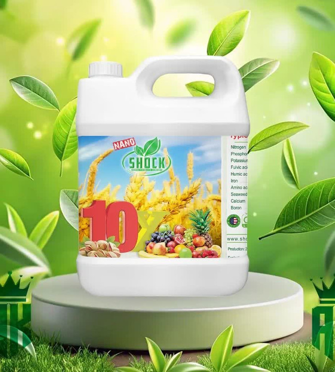 کود 10X شوک اصل – گالن 5 لیتری برای تقویت ریشه، افزایش باردهی و محصول باکیفیت | کود فروت ست مایع شوک ۱ لیتری – رشد سریع و گلدهی – تخفیف ویژه ارسال مزرعه شوک مزرعه شوک